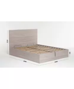 Letto matrimoniale 'hi box' olmo naturale con rete e contenitore 160x190 cm